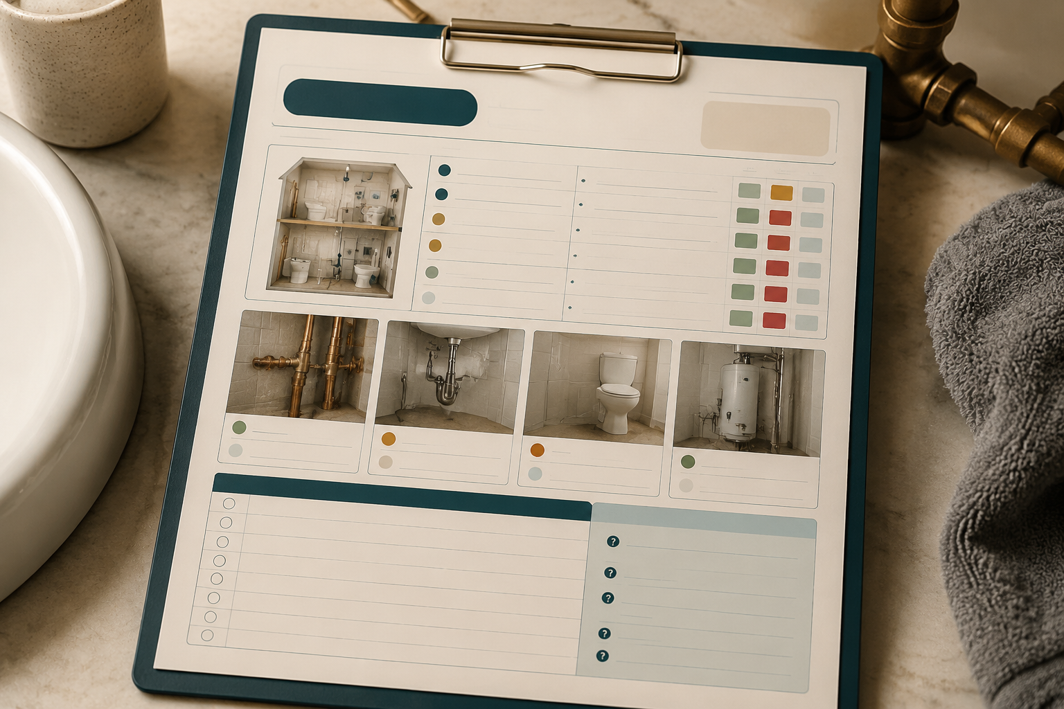 Observation report card with risk flags and questions for a licensed plumber